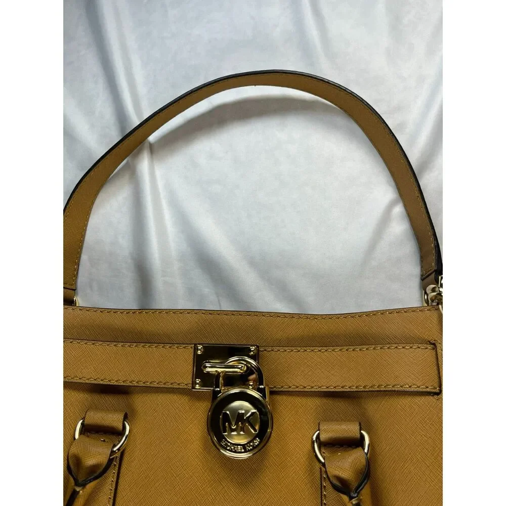 Michael Kors Hamilton Saffiano Leather Medium Satchel Handbag W/ Shoulder Strap